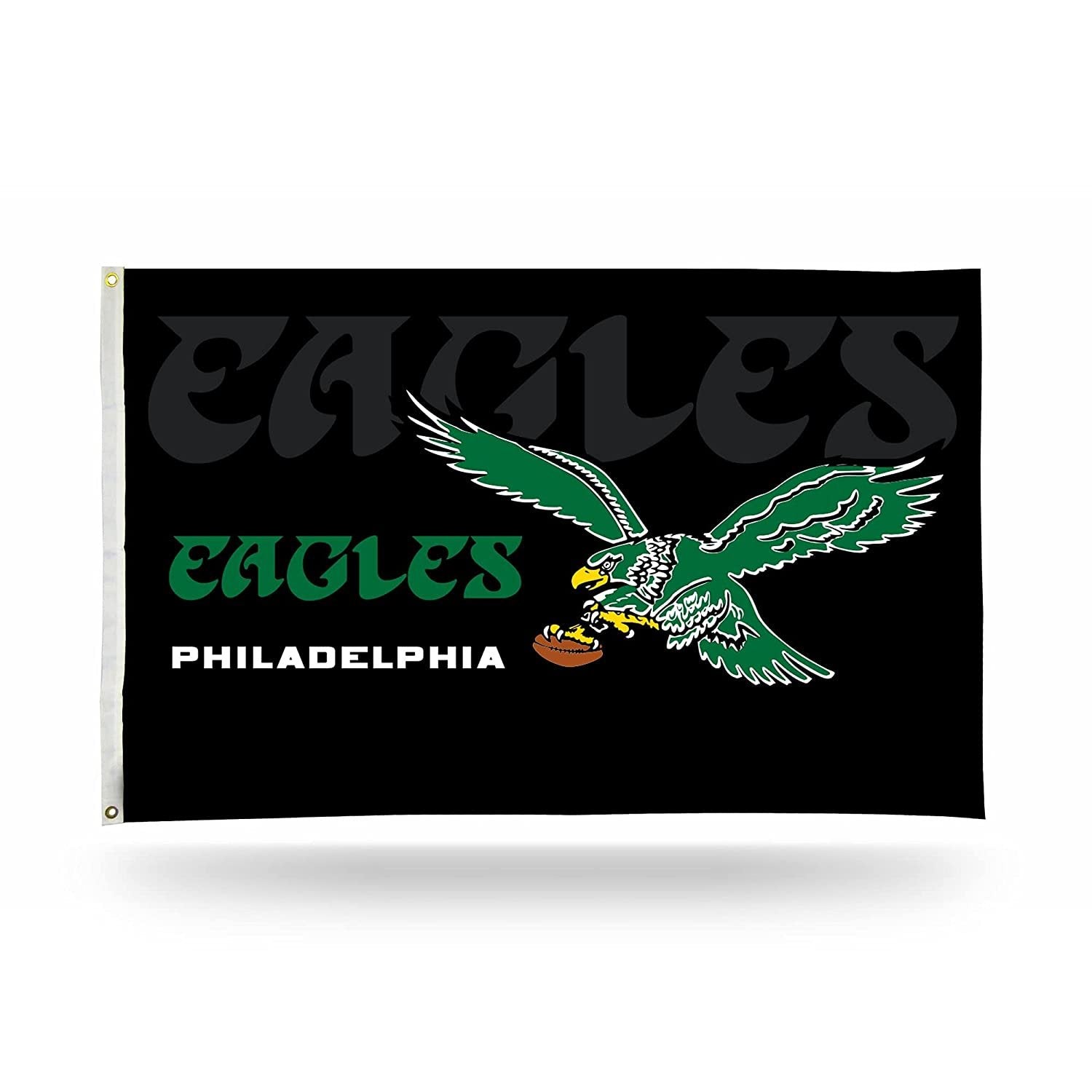Philadelphia Eagles Premium 3x5 Feet Flag Banner, Retro Logo Black, Metal Grommets, Outdoor Indoor, Single Sided