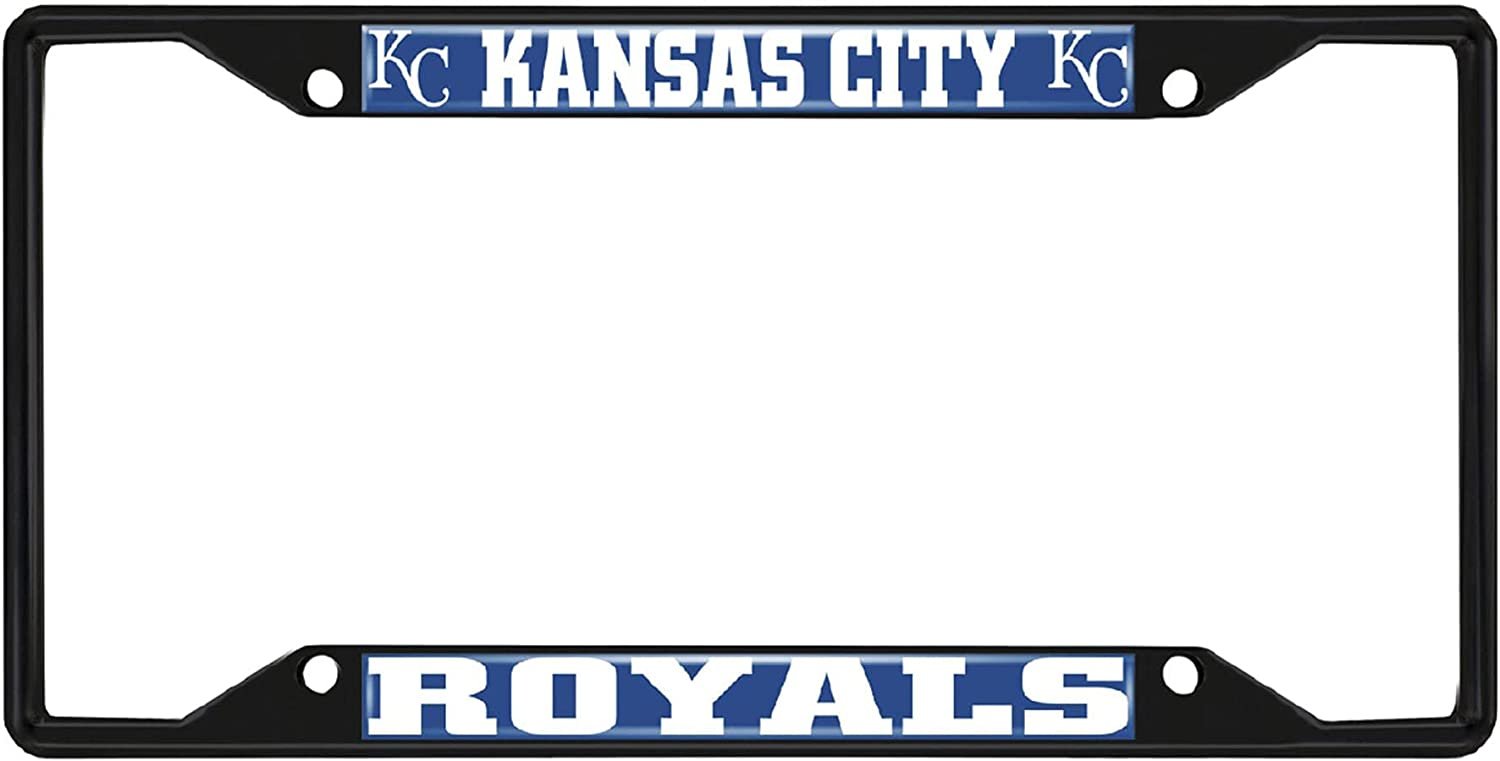 Kansas City Royals Black Metal License Plate Frame Tag Cover, 6x12 Inch