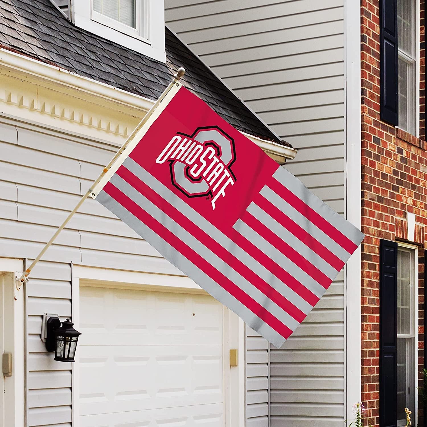 Ohio State University Buckeyes Premium 3x5 Feet Flag Banner, Stripes Design, Metal Grommets, Outdoor Use, Single Sided