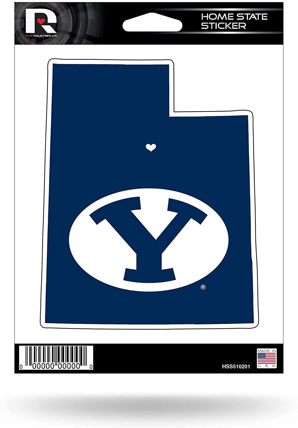 Brigham Young University Cougars BYU 5 Inch Sticker Decal, Home State Design, Flat Vinyl, Full Adhesive Backing