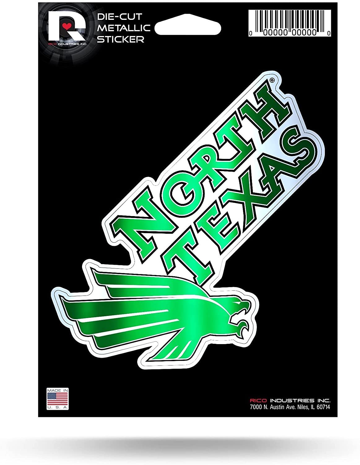 University of North Texas Mean Green 5 Inch Sticker Decal Metallic Shimmer Design Flat Vinyl