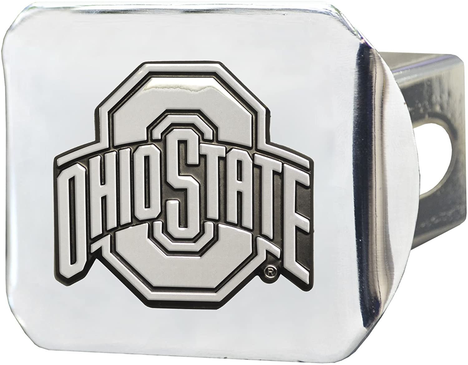 Ohio State Buckeyes Hitch Cover Solid Metal with Raised Chrome Metal Emblem 2 Inch Square Type III University