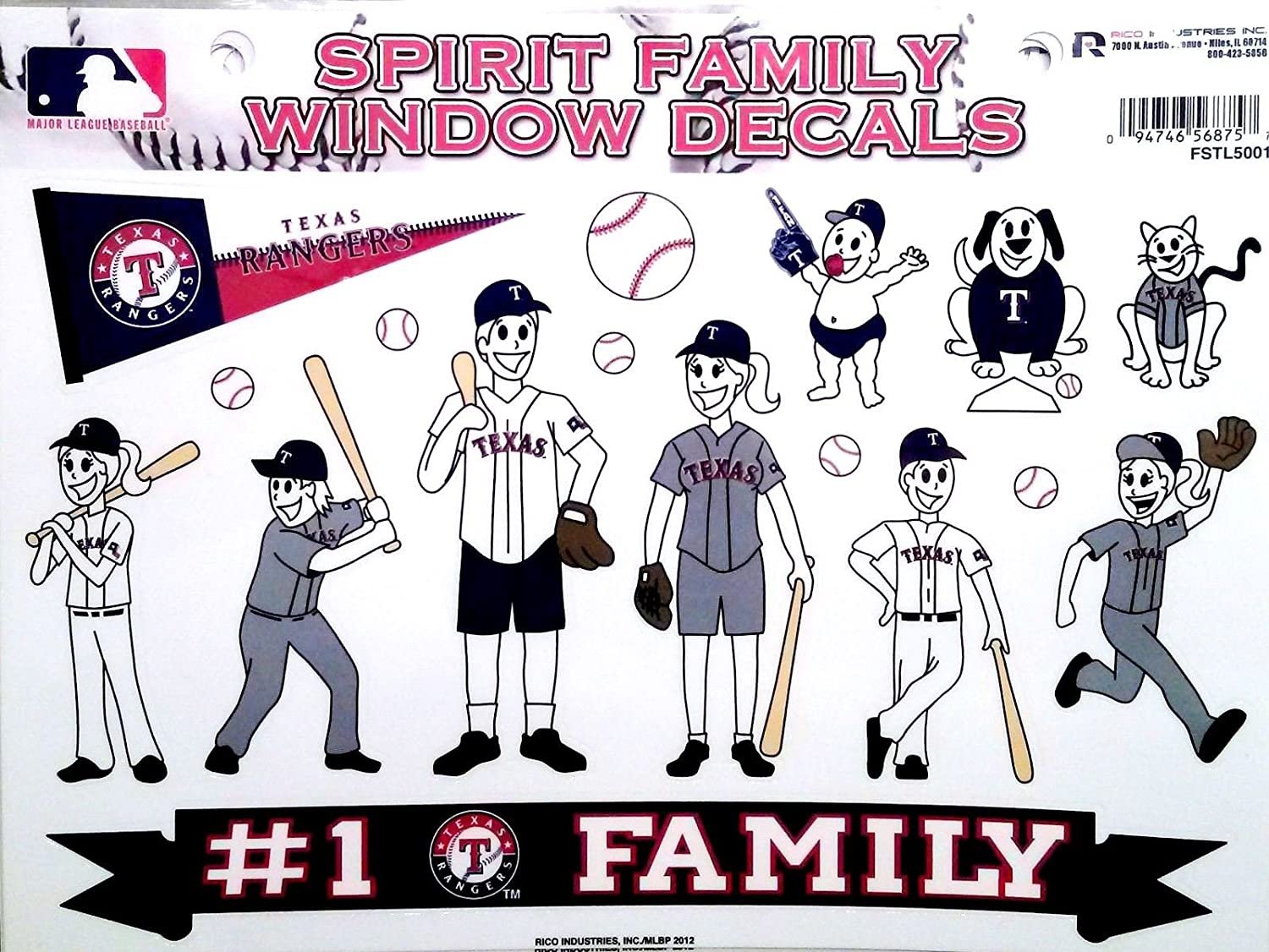 Texas Rangers Family Spirit Decal Sheet Glass Window Stickers Auto Decals Baseball