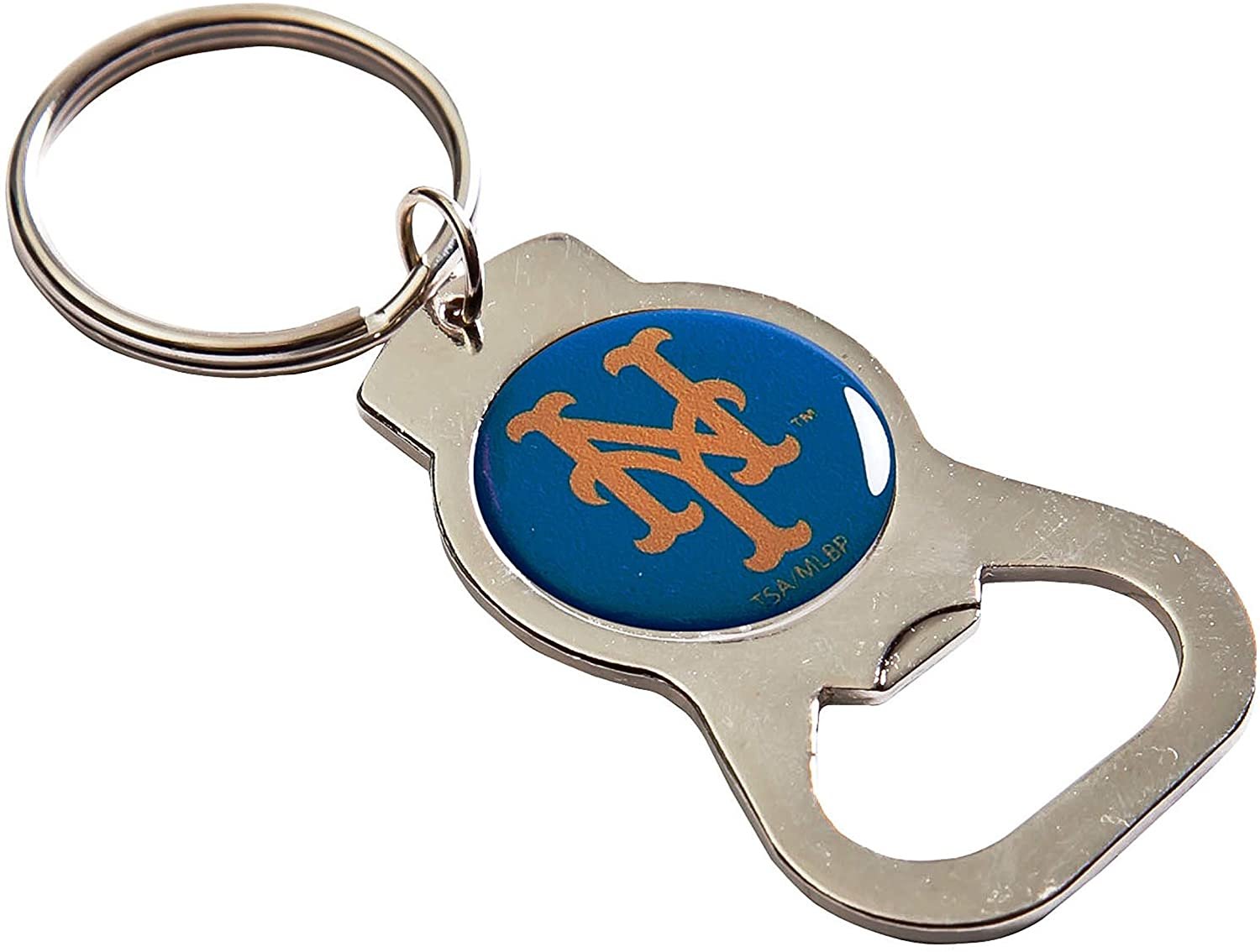 New York Mets Premium Solid Metal Bottle Opener Keychain, Silver Key Ring, Team Logo