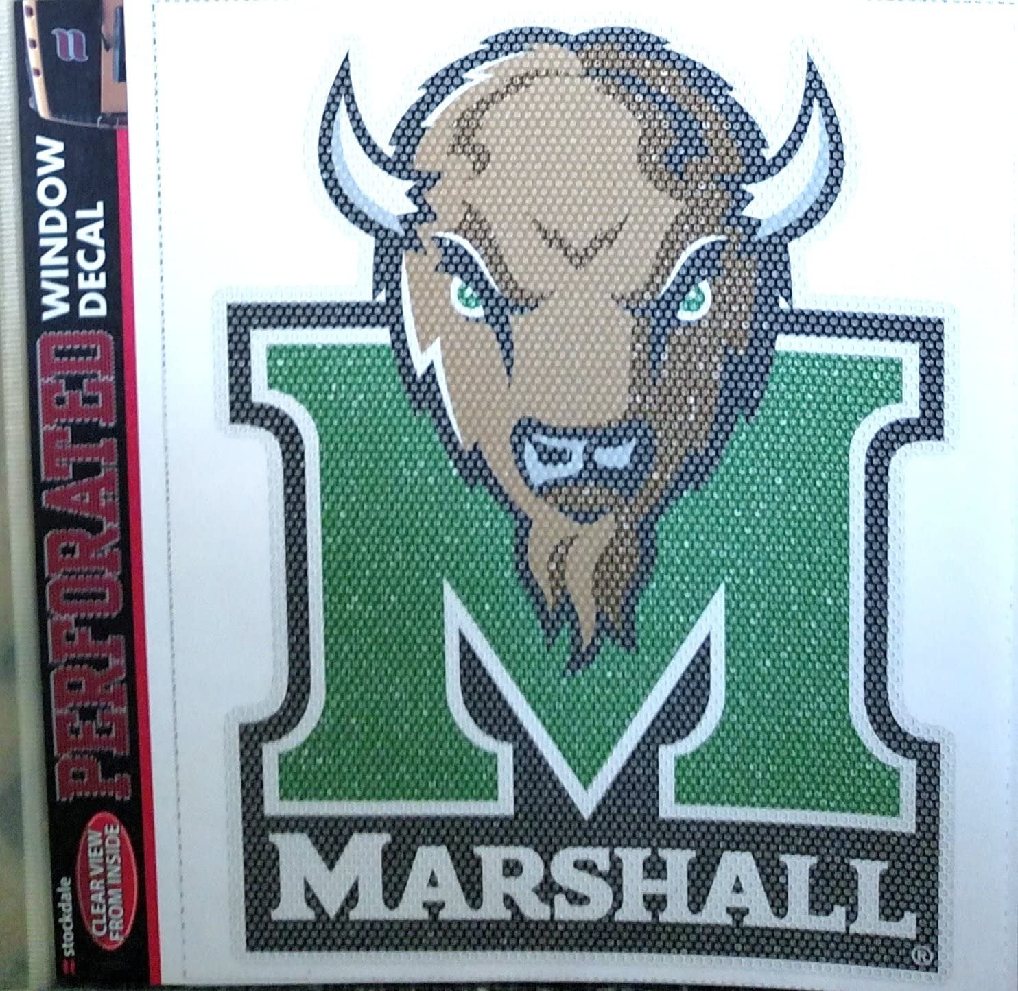 Marshall University Thundering Herd 8 Inch Preforated Window Film Decal Sticker, One-Way Vision, Adhesive Backing