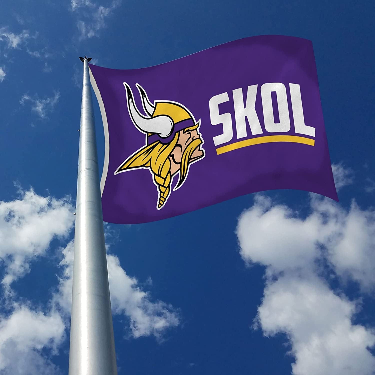 Minnesota Vikings Premium 3x5 Feet Flag Banner, Skol Design, Outdoor Indoor Use, Single Sided