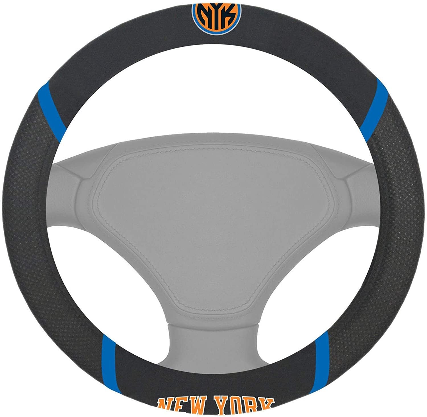 New York Knicks Steering Wheel Cover Premium Embroidered Black 15 Inch