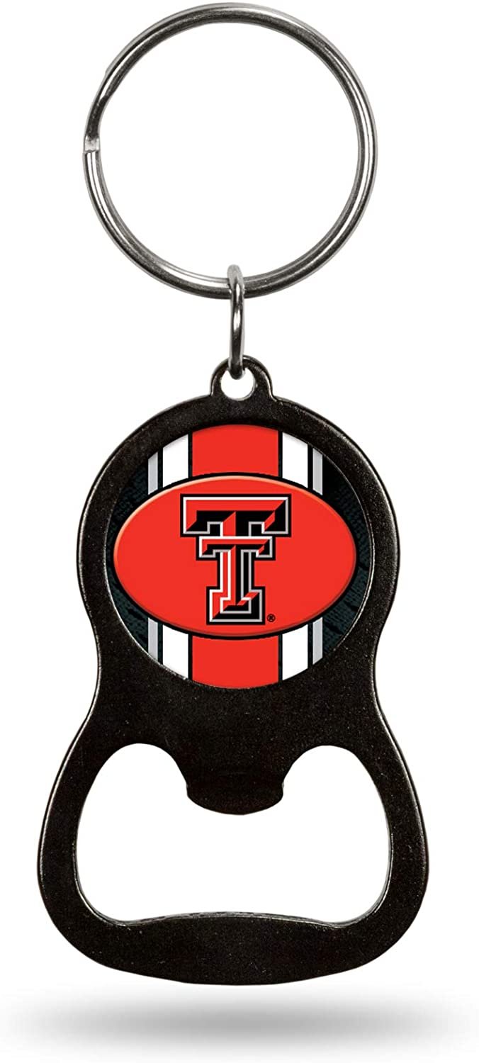 Texas Tech University Red Raiders Premium Solid Metal Bottle Opener Keychain, Silver Key Ring, Team Logo