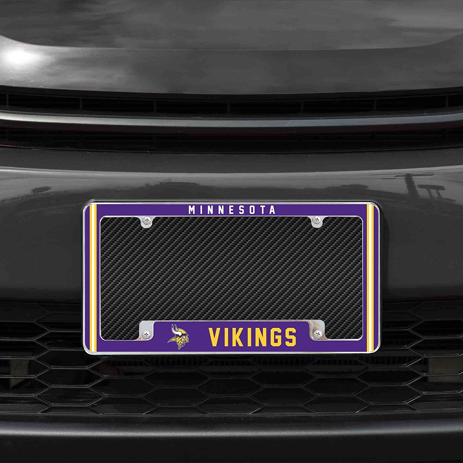 Minnesota Vikings Metal License Plate Frame Chrome Tag Cover Alternate Design 6x12 Inch