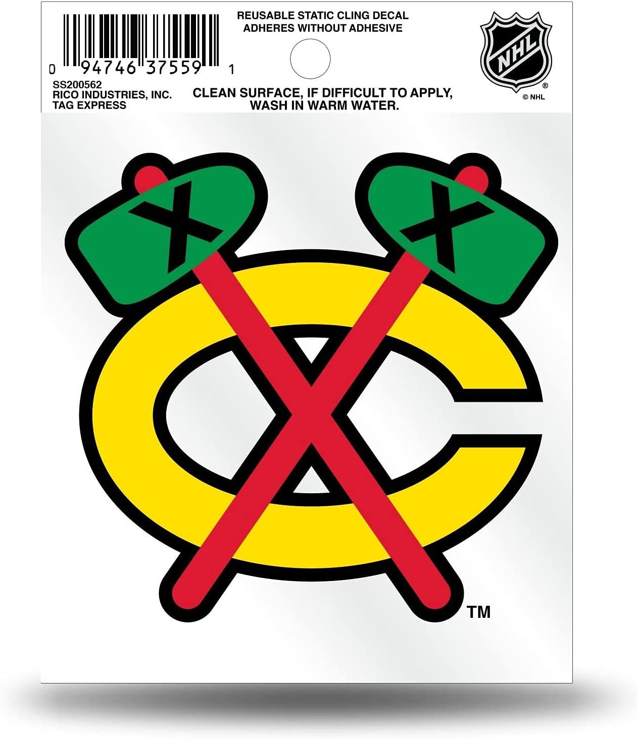 Chicago Blackhawks 3.5" Static Cling Decal Sticker Emblem Hockey Alternate Logo