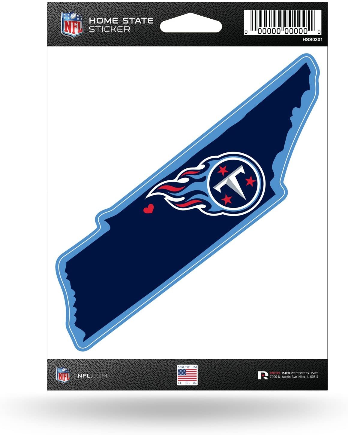 Tennessee Titans 5 Inch Sticker Decal, Home State Design, Flat Vinyl, Full Adhesive Backing