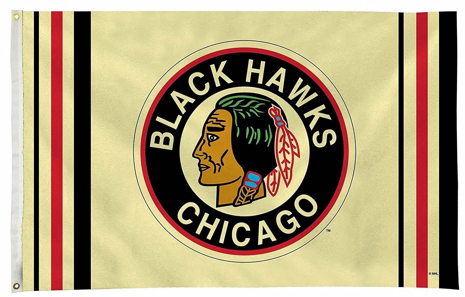 Chicago Blackhawks Premium 3x5 Feet Flag Banner, Retro Logo, Metal Grommets, Outdoor Indoor, Single Sided