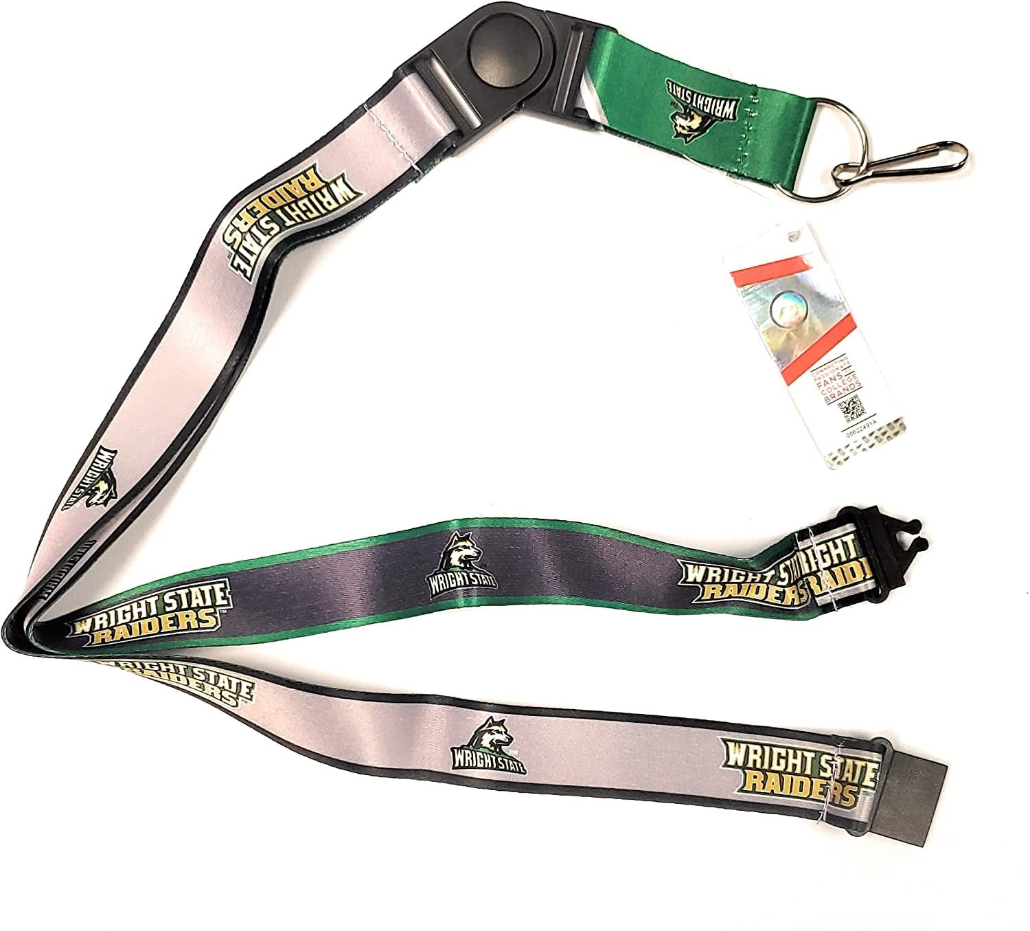 Wright State University Raiders Gray Lanyard Keychain Double Sided Breakaway Safety Design Adult 18 Inch