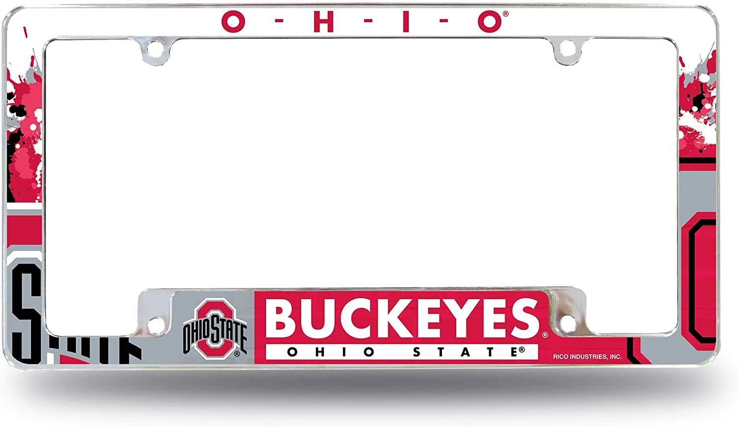 Ohio State Buckeyes Metal License Plate Frame Tag Cover All Over Design University of