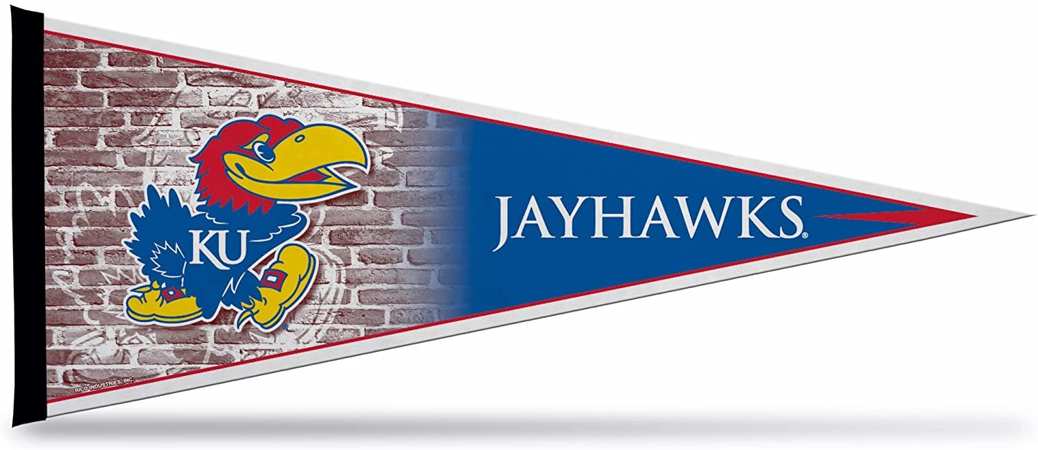 University of Kansas Jayhawks Soft Felt Pennant, Primary Design, 12x30 Inch, Easy To Hang