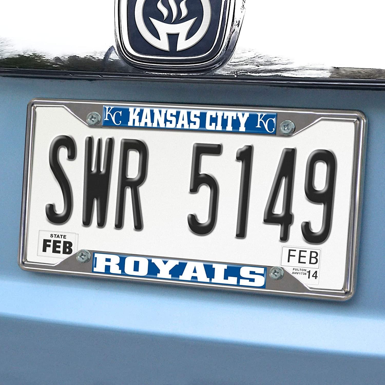 Kansas City Royals Metal License Plate Frame Tag Cover Chrome 6x12 Inch
