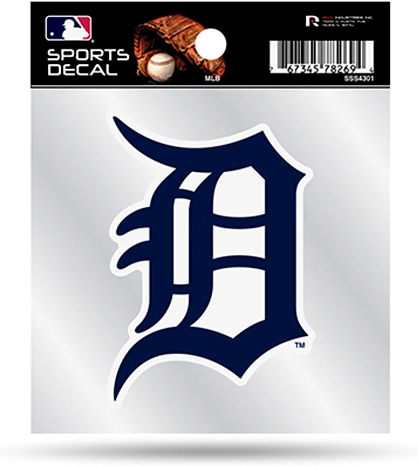 Detroit Tigers 4x4 Inch Die Cut Decal Sticker, Primary Logo, Clear Backing