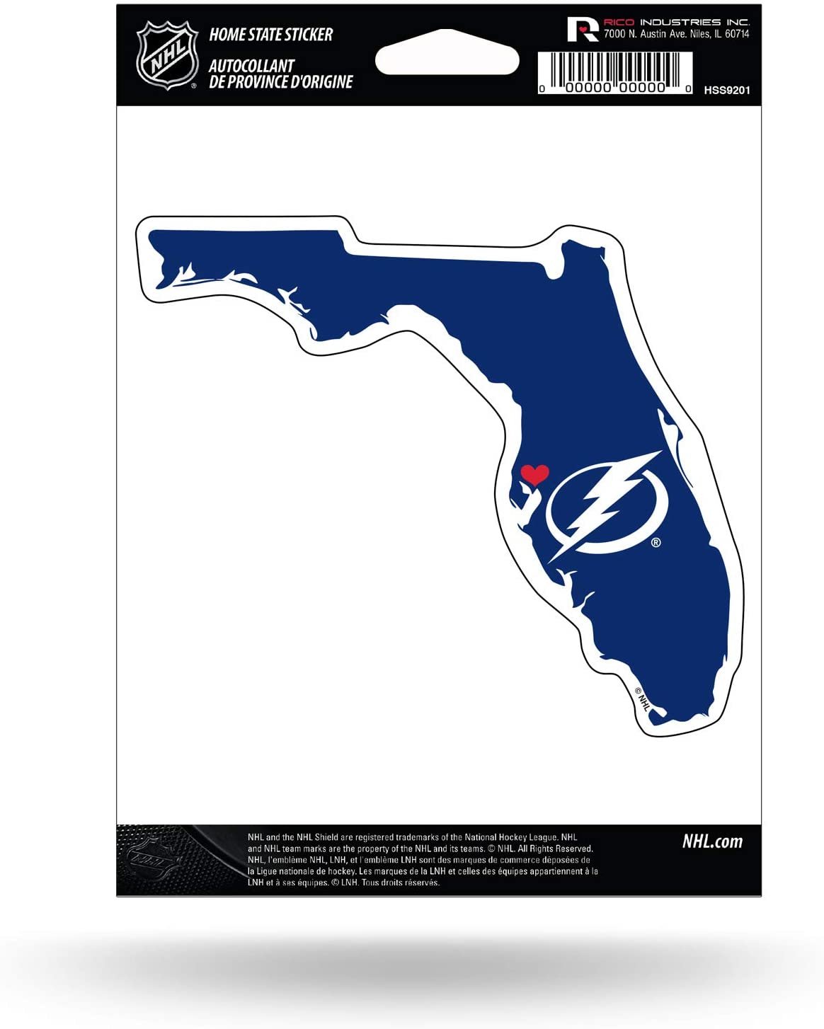 Tampa Bay Lightning 5 Inch Sticker Decal, Home State Design, Flat Vinyl, Full Adhesive Backing
