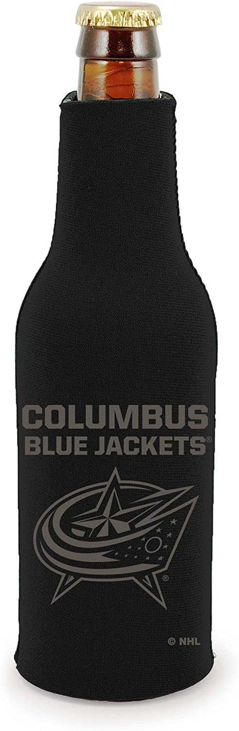 Columbus Blue Jackets 2-Pack Zipper Bottle Tonal Black Beverage Insulator Neoprene Holder Cooler Coolie Hockey