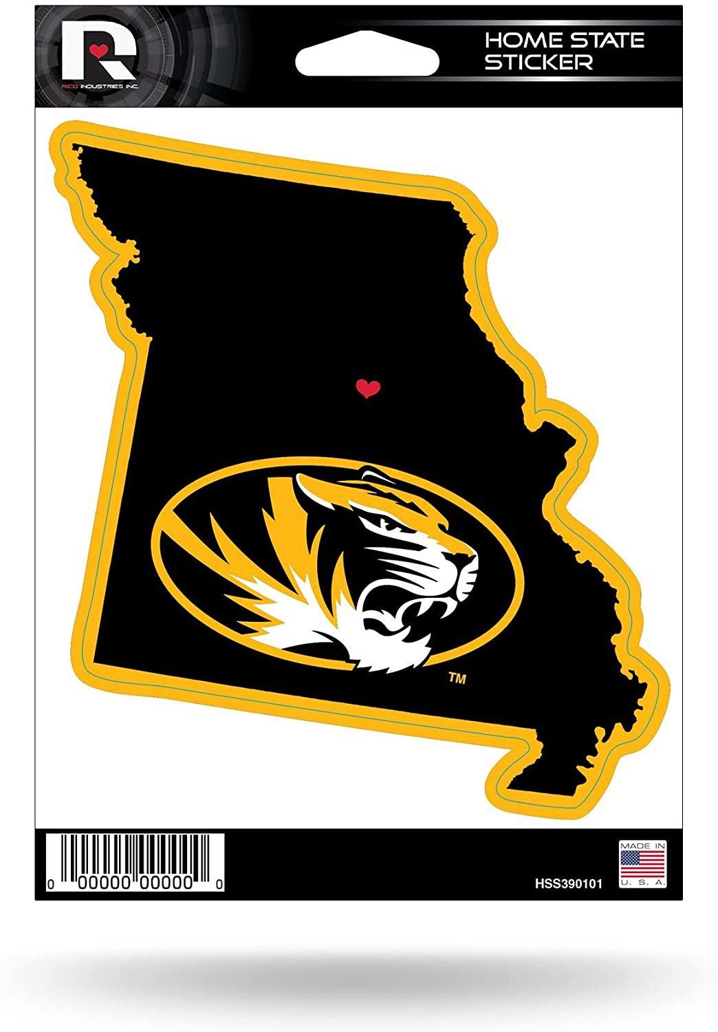 University of Missouri Tigers 5 Inch Sticker Decal, Home State Design, Flat Vinyl, Full Adhesive Backing