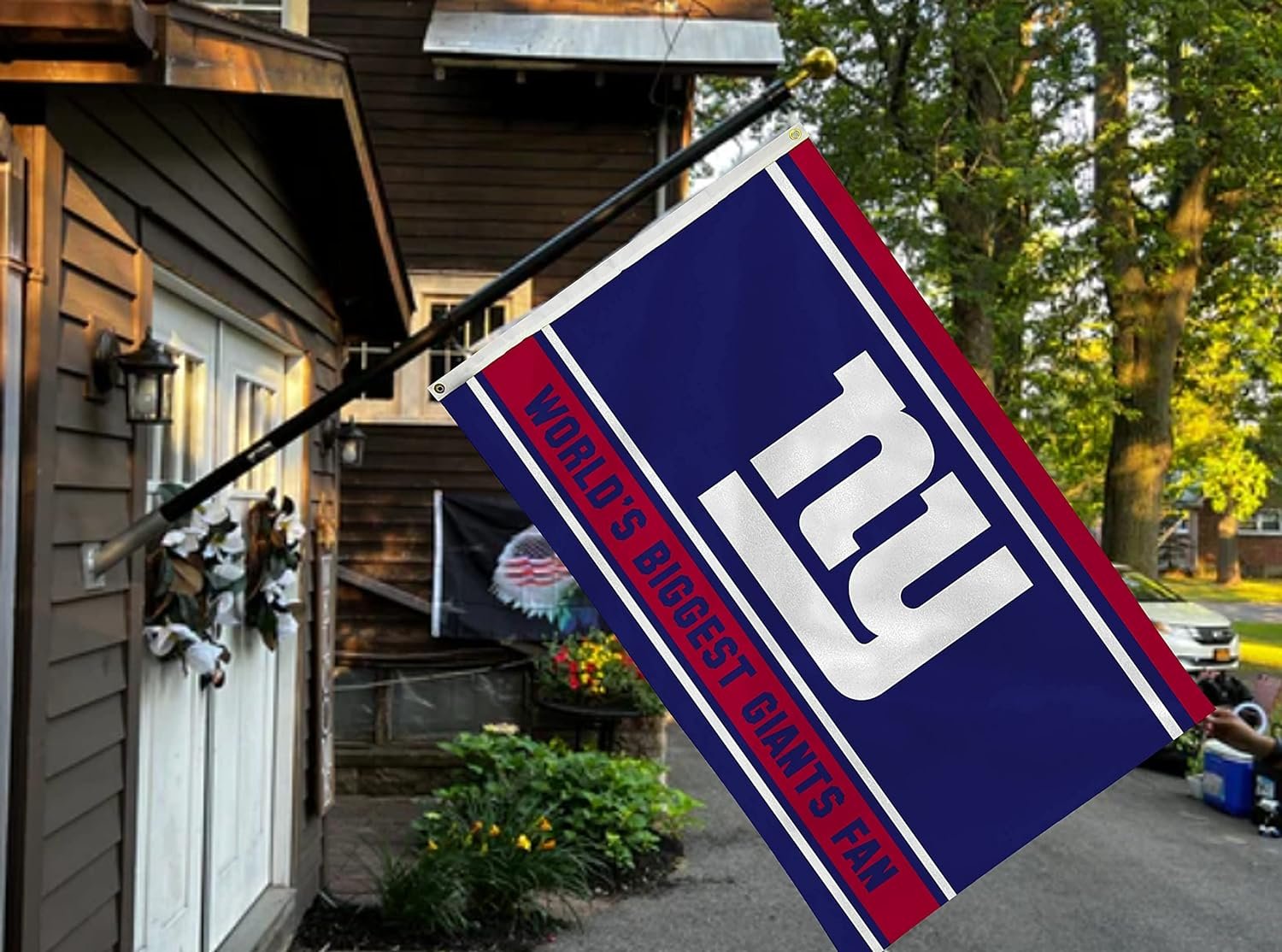 New York Giants 3x5 Feet Flag Banner, World's Biggest Fan, Metal Grommets, Single Sided, Indoor or Outdoor Use