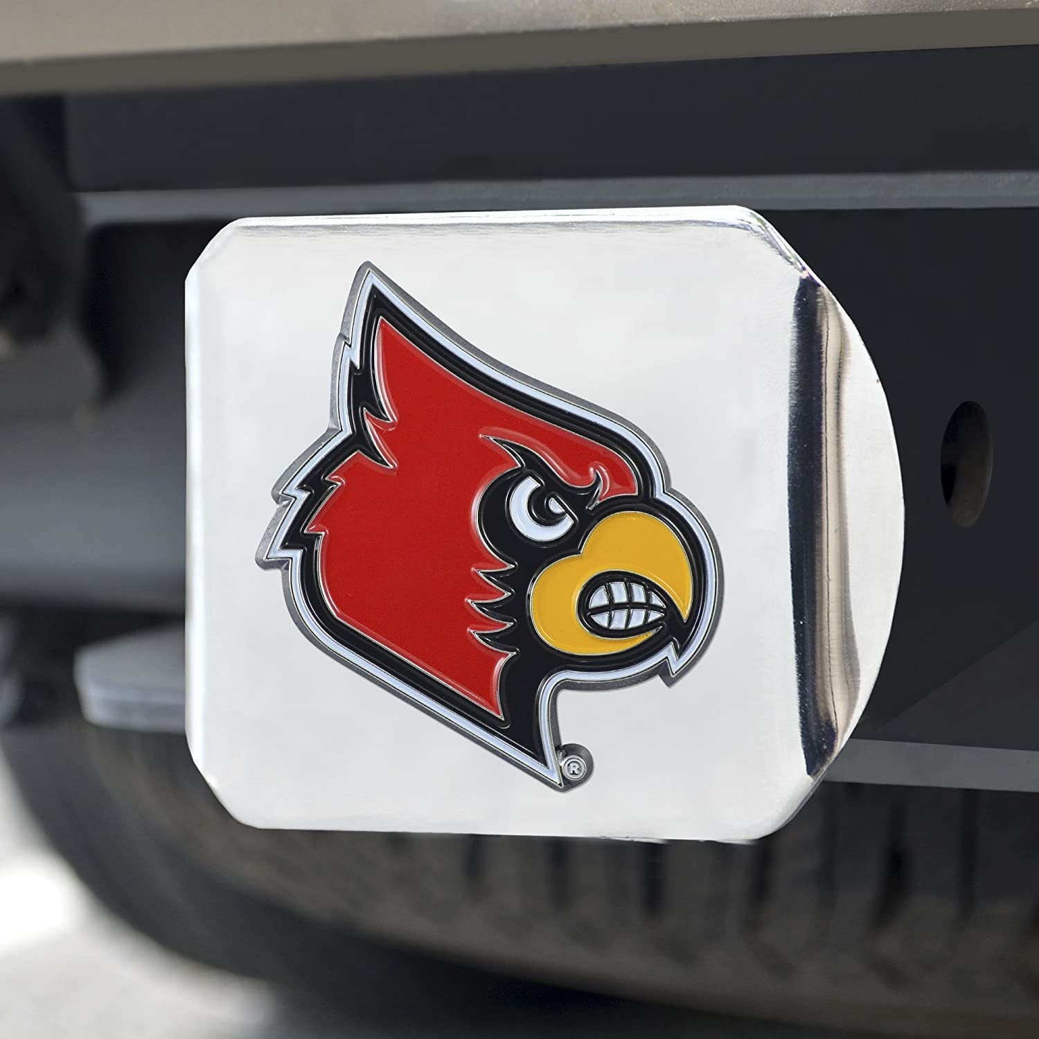 Louisville Cardinals Hitch Cover Solid Metal with Raised Color Metal Emblem 2" Square Type III University of